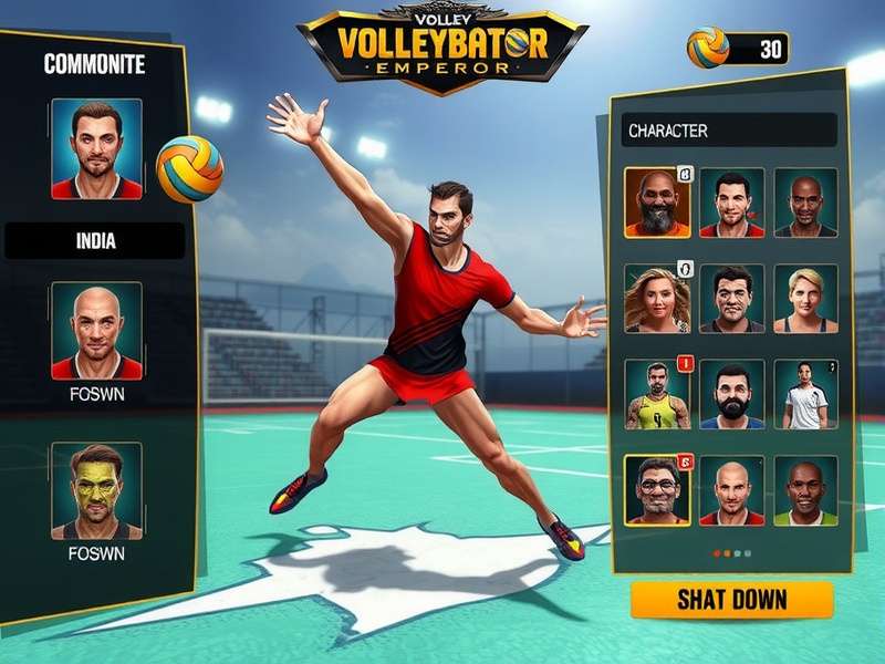 Volley Gladiator Emperor gameplay screenshot showing intense volleyball action